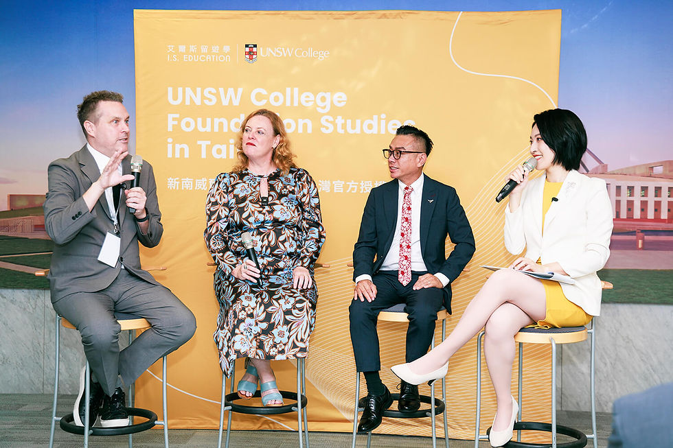 新南威爾斯大學學院台灣官方授權校區學務長 Stephen Hepples 說明大學先修班對台灣學生銜接到海外大學的重要性