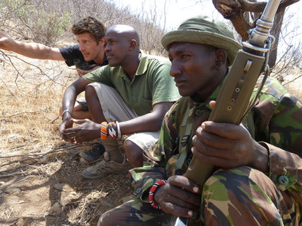 SH_P1060379_Frank, David and Lesaya search for the biggest bull elephant in North Kenya.jp