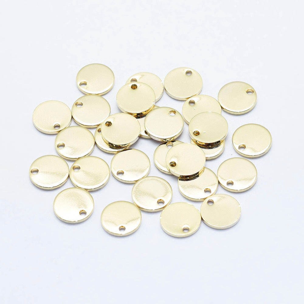 Stainless Steel Gold Plated Round Circle Pendants 12mm
