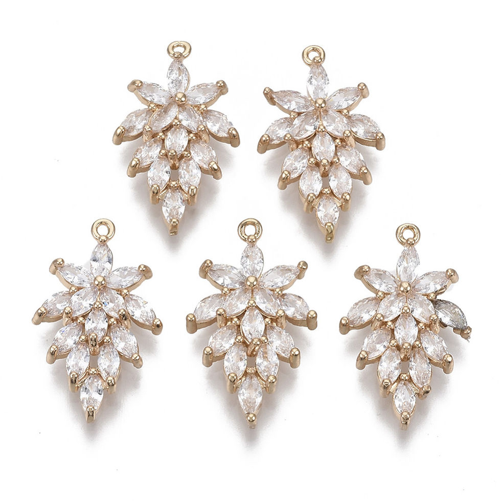 Glass Faceted Leaf Light Gold Pendants [24,5mm long]