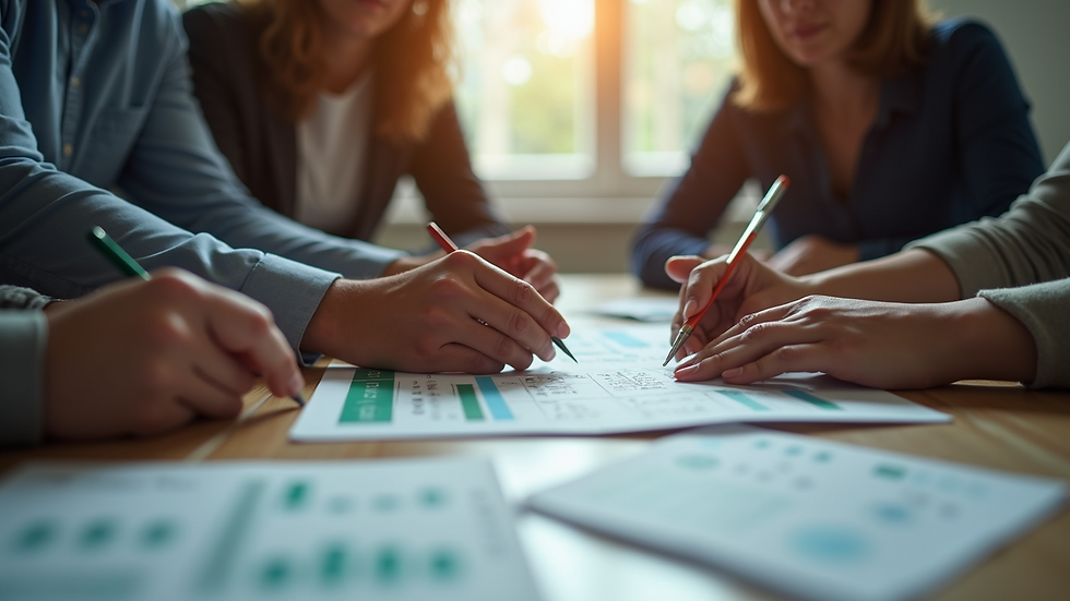Close-up view of a team solving a puzzle during a team-building event