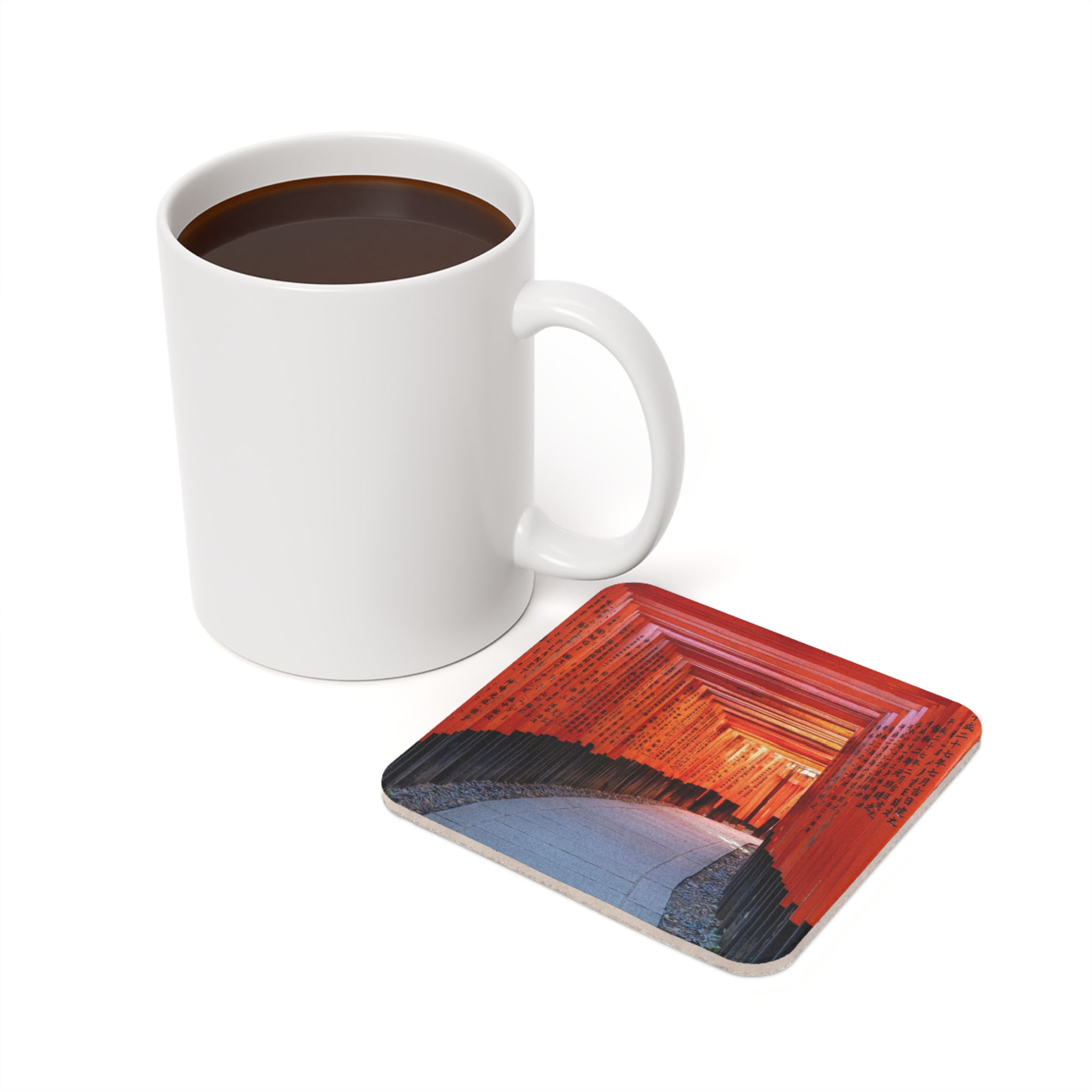 Japan - Fushimi Inari Shrine and Torii Gates Cork-Backed Coaster (Single)