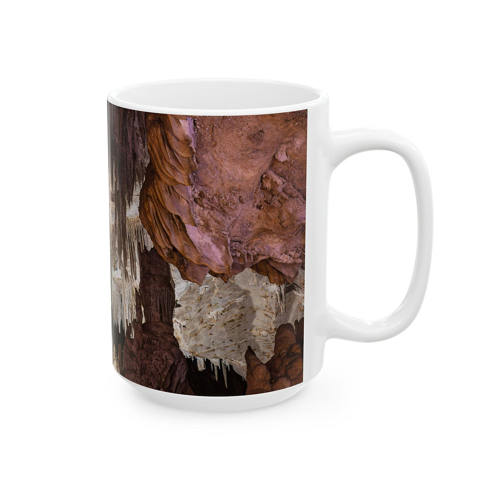 Thumbnail: Custom right-handed 15 ounce ceramic photo mug, back view, Stalactites, Diamond Cave, Railay, Krabi, Thailand.
