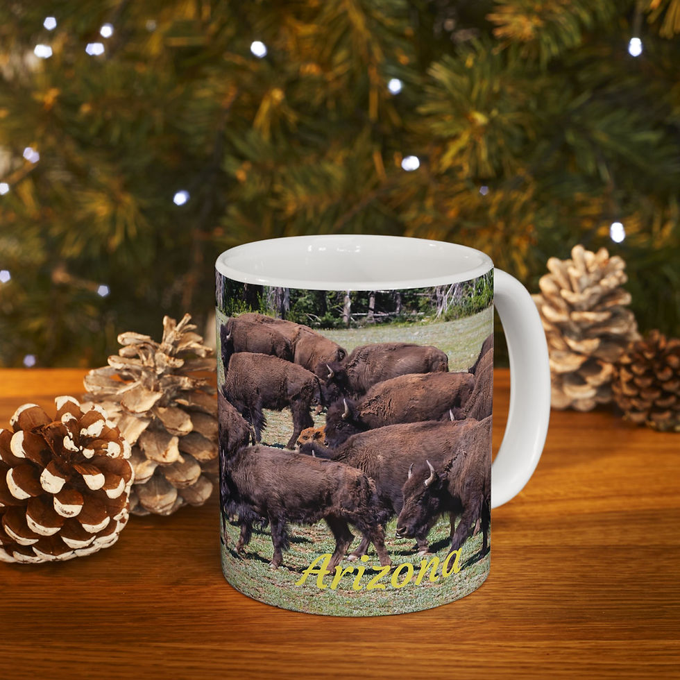 Thumbnail: Wildlife - Grand Canyon Bison Herd Left-Handed Ceramic Photo Mug