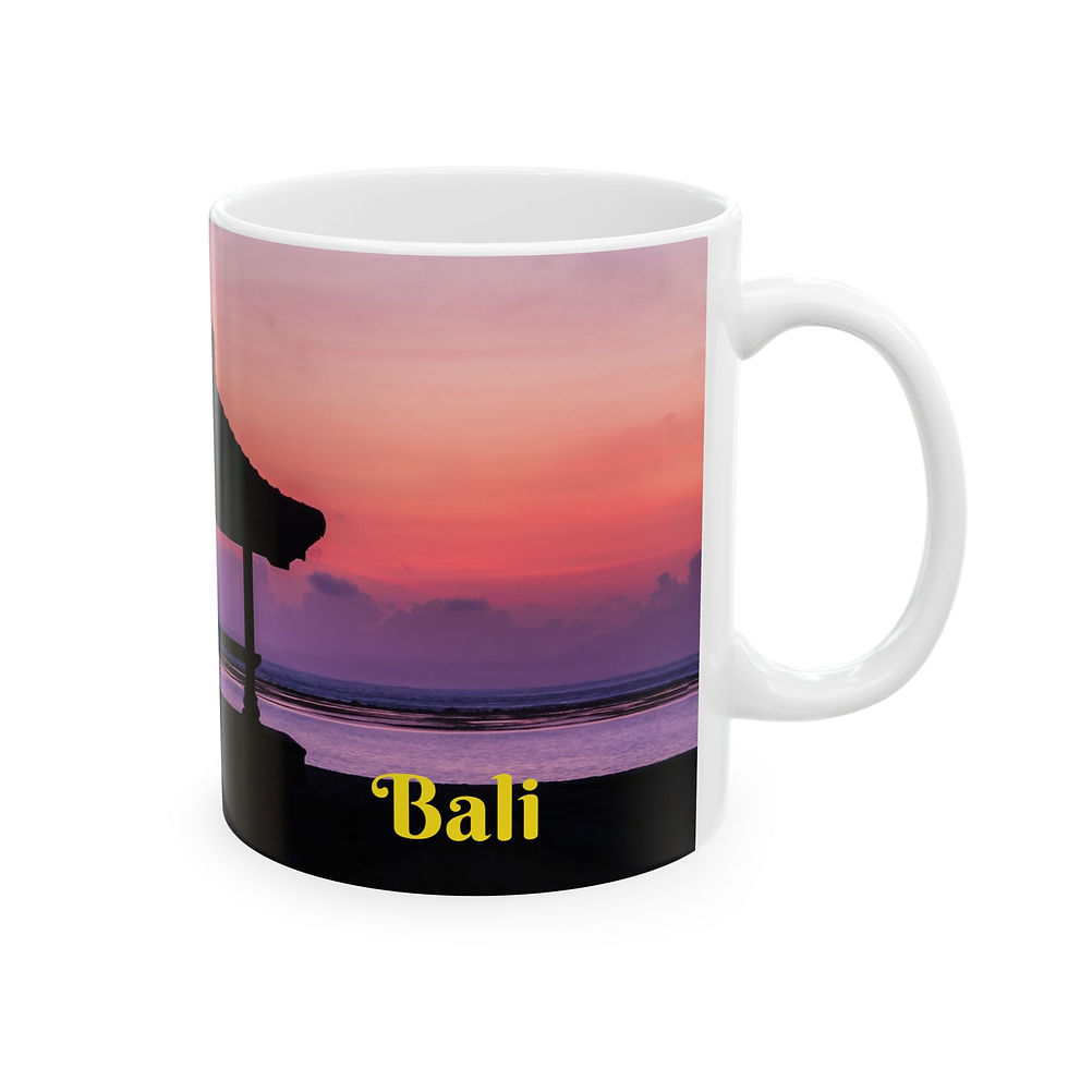 Thumbnail: Bali - Colorful Pagoda Beach Sunrise Left-Handed Ceramic Photo Mug