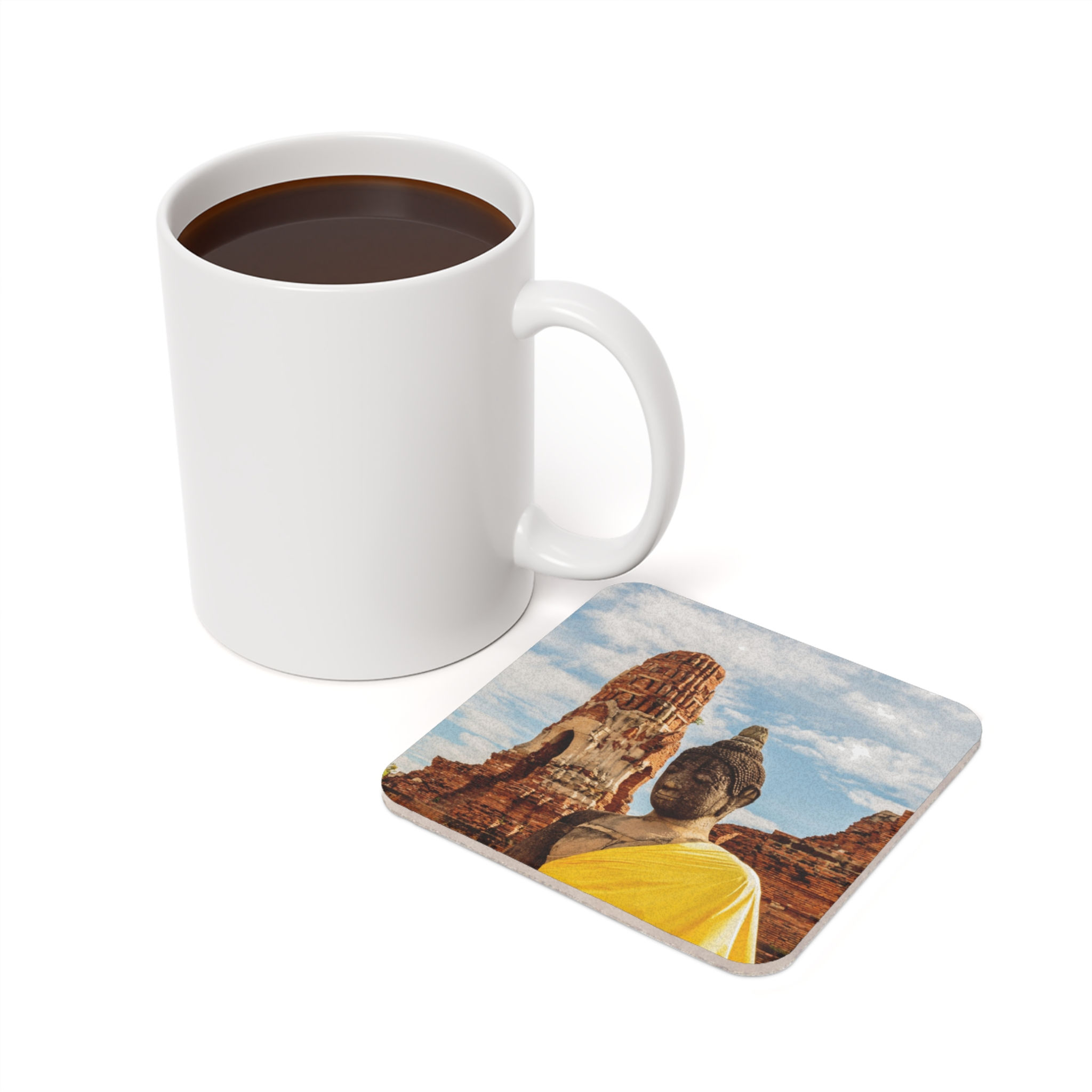 Thailand - Meditative Buddha Statue, Ayutthaya Cork-Backed Coaster (Single)