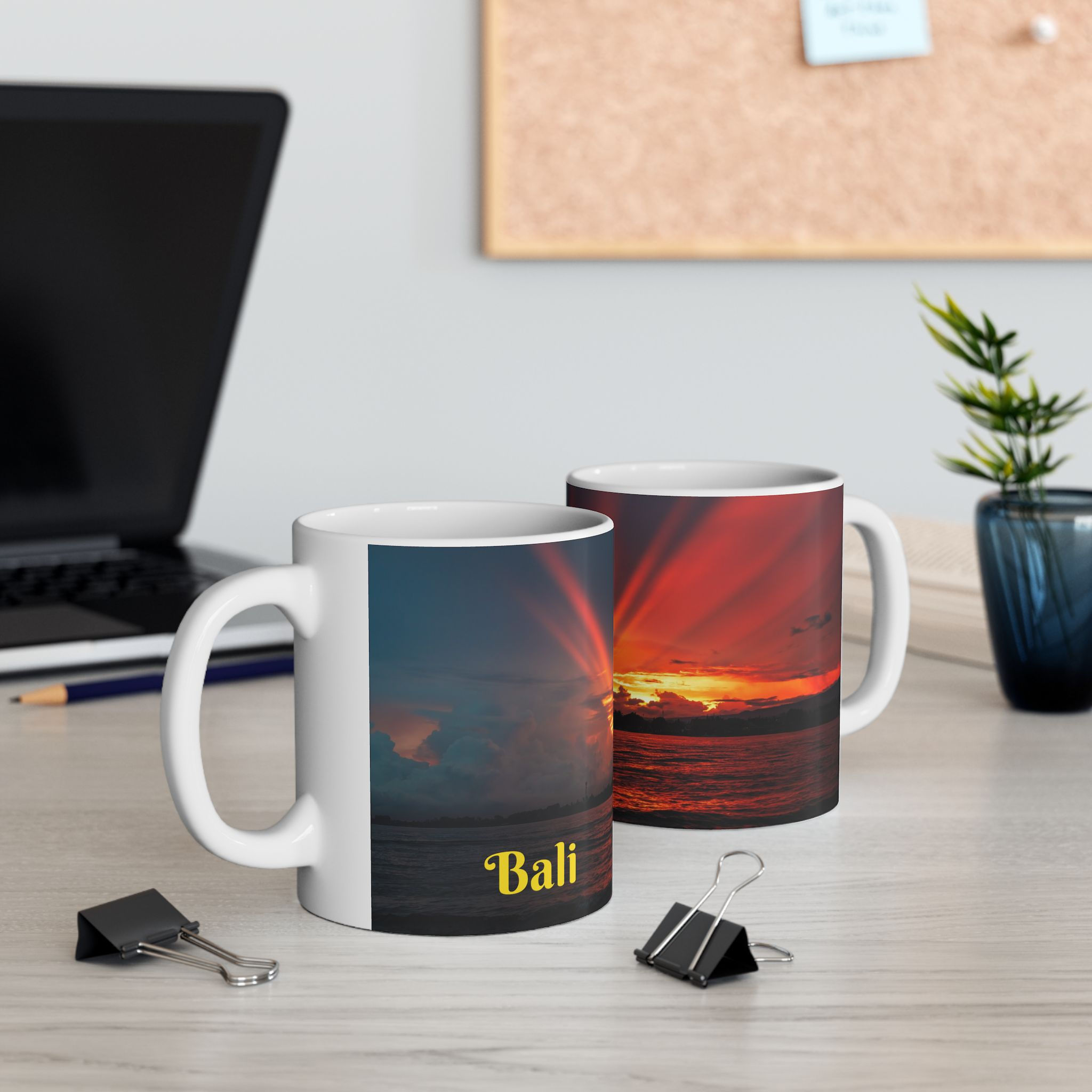Bali - Dramatic Orange Ocean Sunrise Right-Handed Ceramic Photo Mug