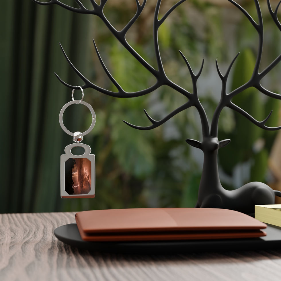 Thumbnail: Custom photo keychain featuring a triple lightning strike over the Sonoran Desert in Arizona.