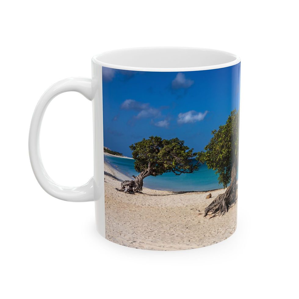 Thumbnail: Aruba - Beach, Fofoti Tree Left-Handed Ceramic Photo Mug