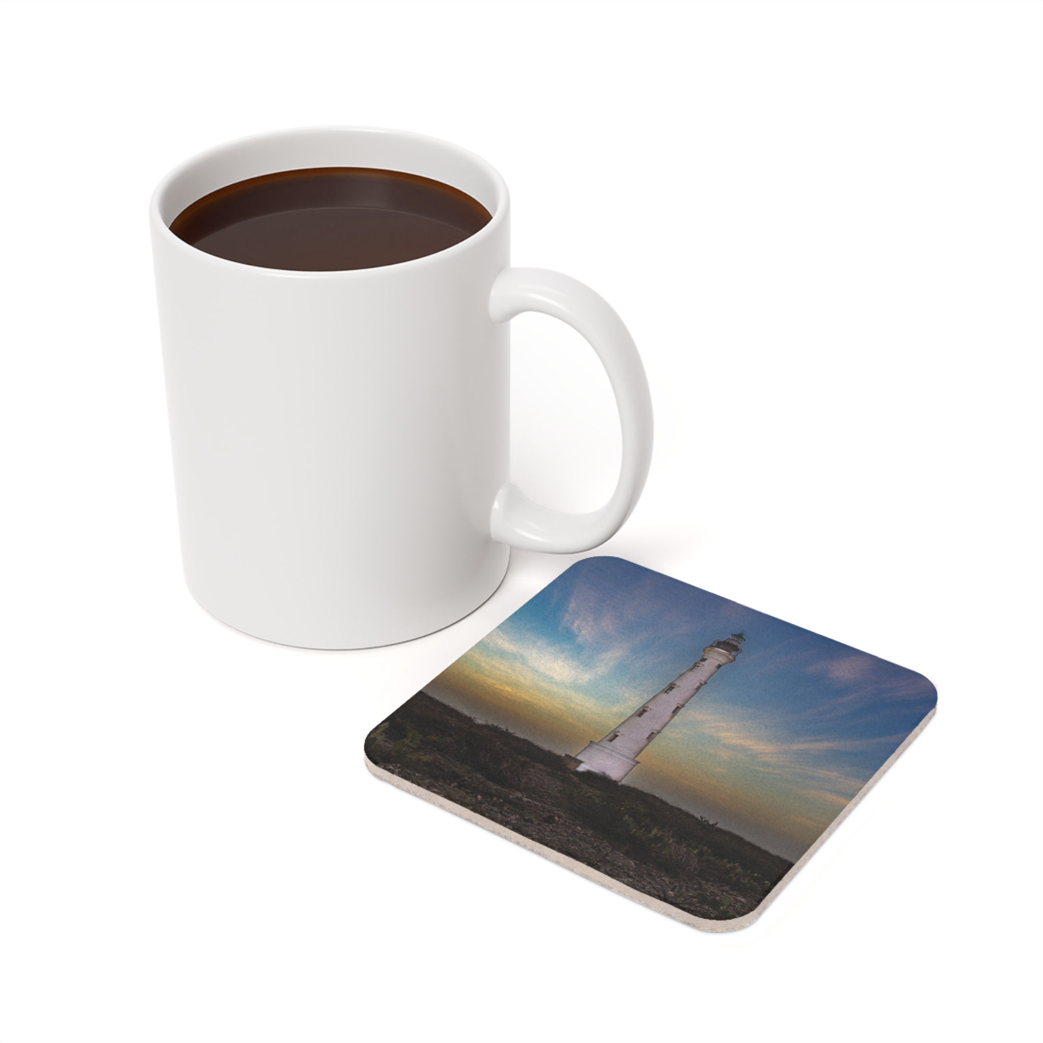 Aruba - Stunning Lighthouse Cork-Backed Coaster (Single)