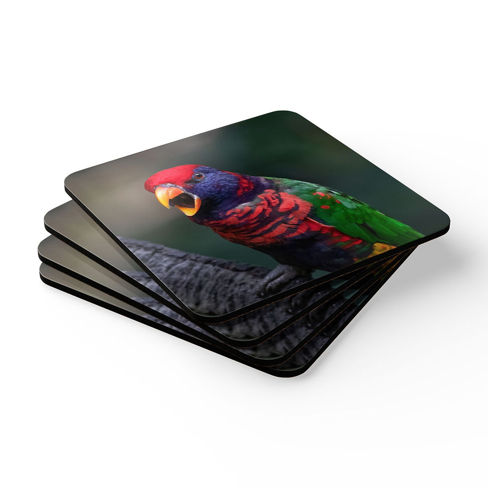 Thumbnail: Custom photo drink coaster set featuring a colorful rainbow lorikeet.