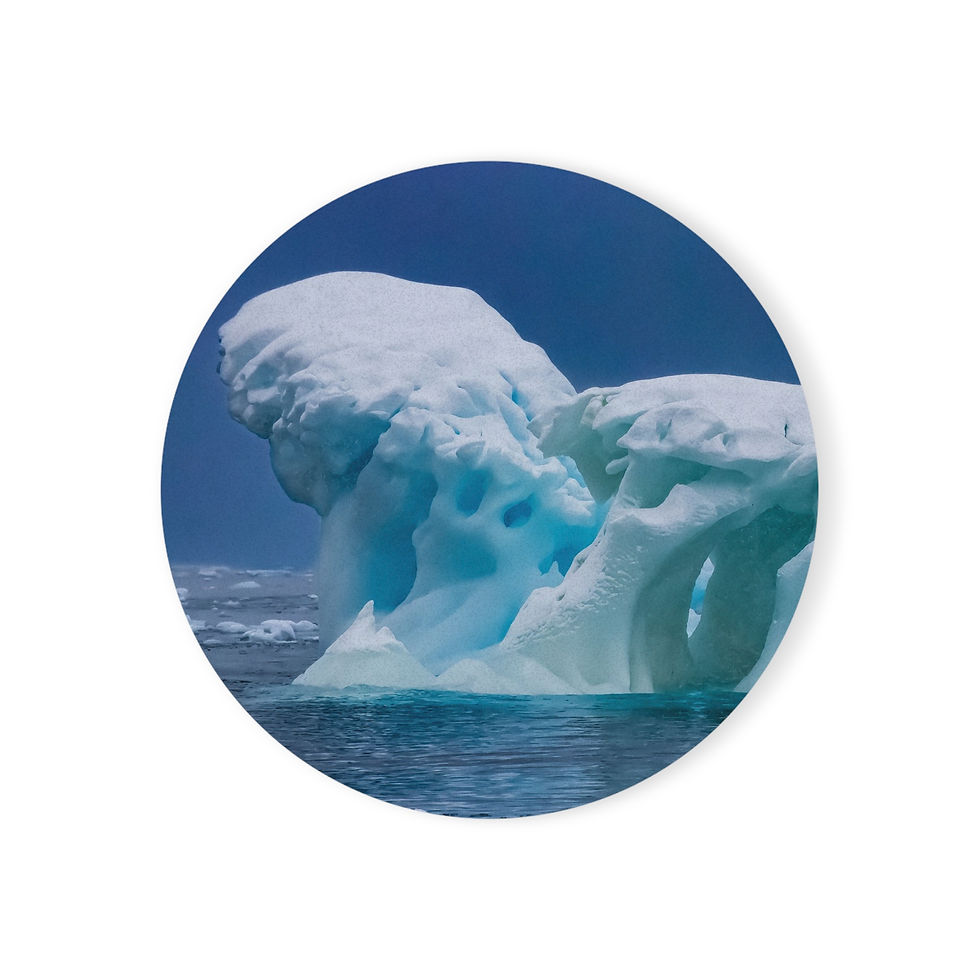 Thumbnail: Custom single photo drink coaster with image of sculptured blue iceberg in the Drake Passage near Antarctica.