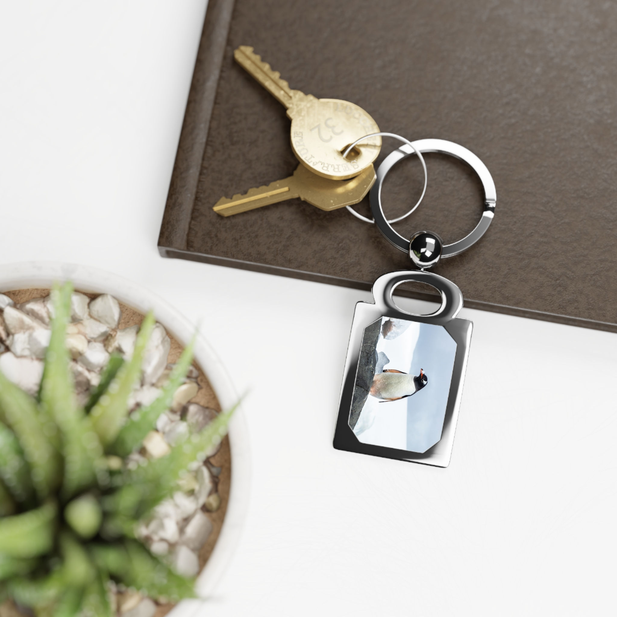 Antarctica - Solitary Penguin Rectangular Photo Keychain
