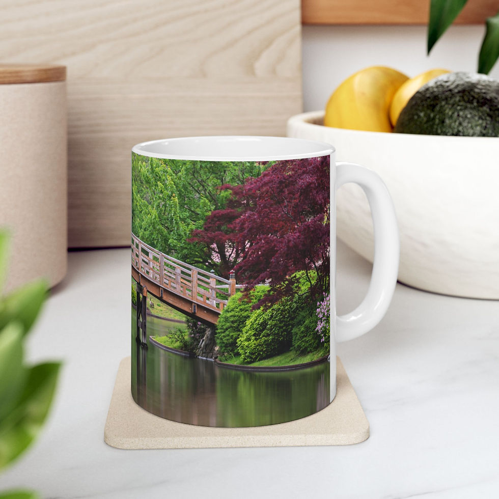 Thumbnail: Missouri - Wooden Bridge, Japanese Garden Right-Handed Ceramic Photo Mug