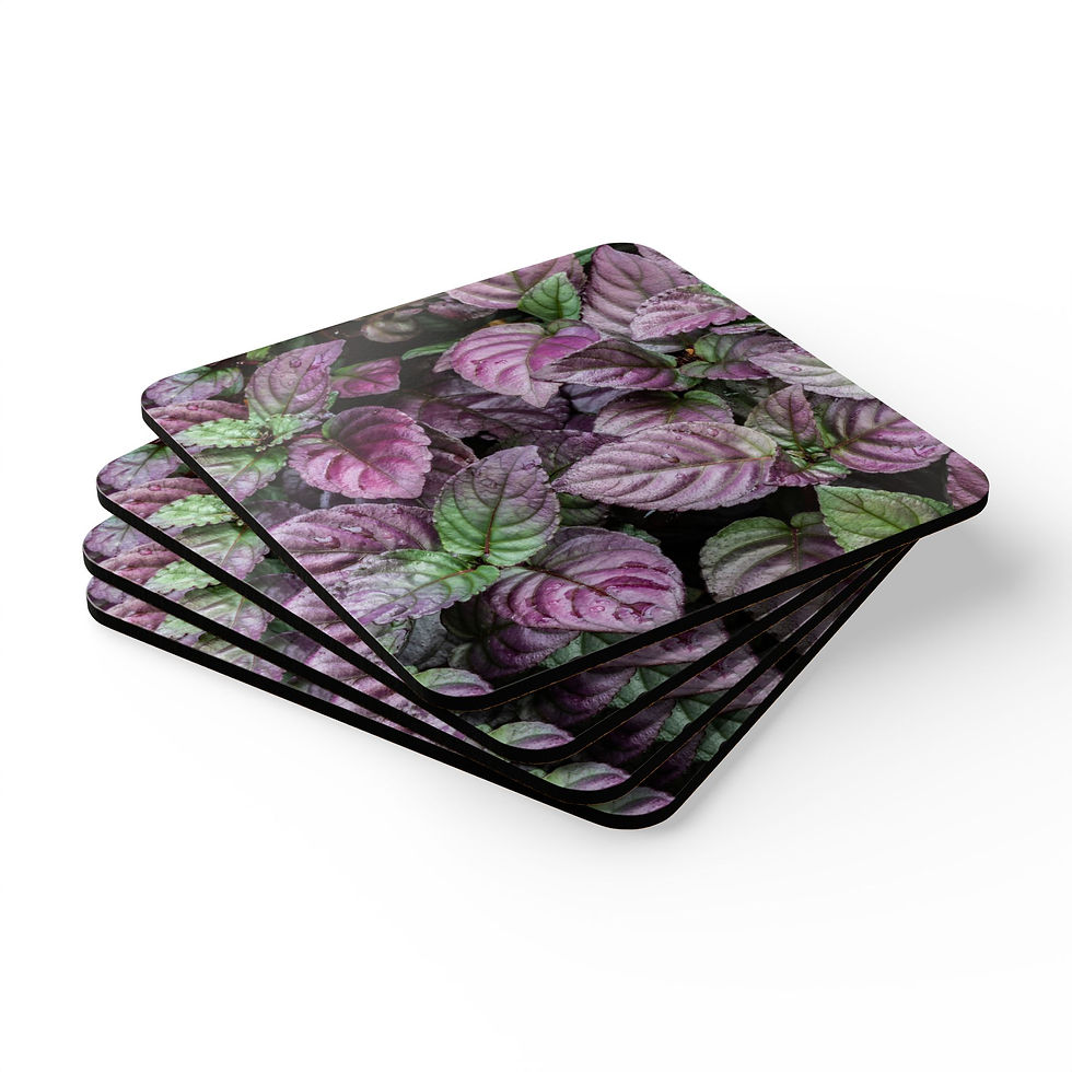 Thumbnail: Custom photo drink coaster set with image of colorful flame ivy leaves in Hawaii.