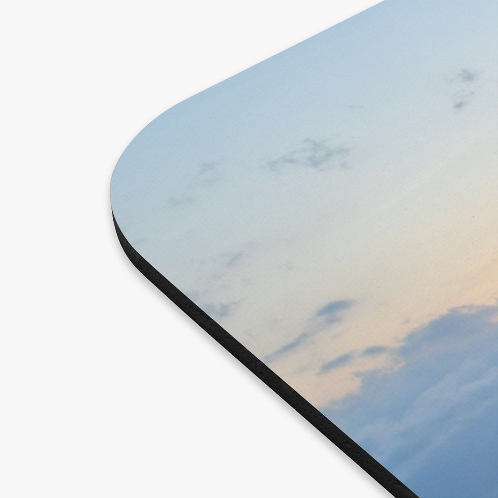 Thumbnail: custom photo mouse pad, Bali, boat with pagoda beach sunrise, corner view.