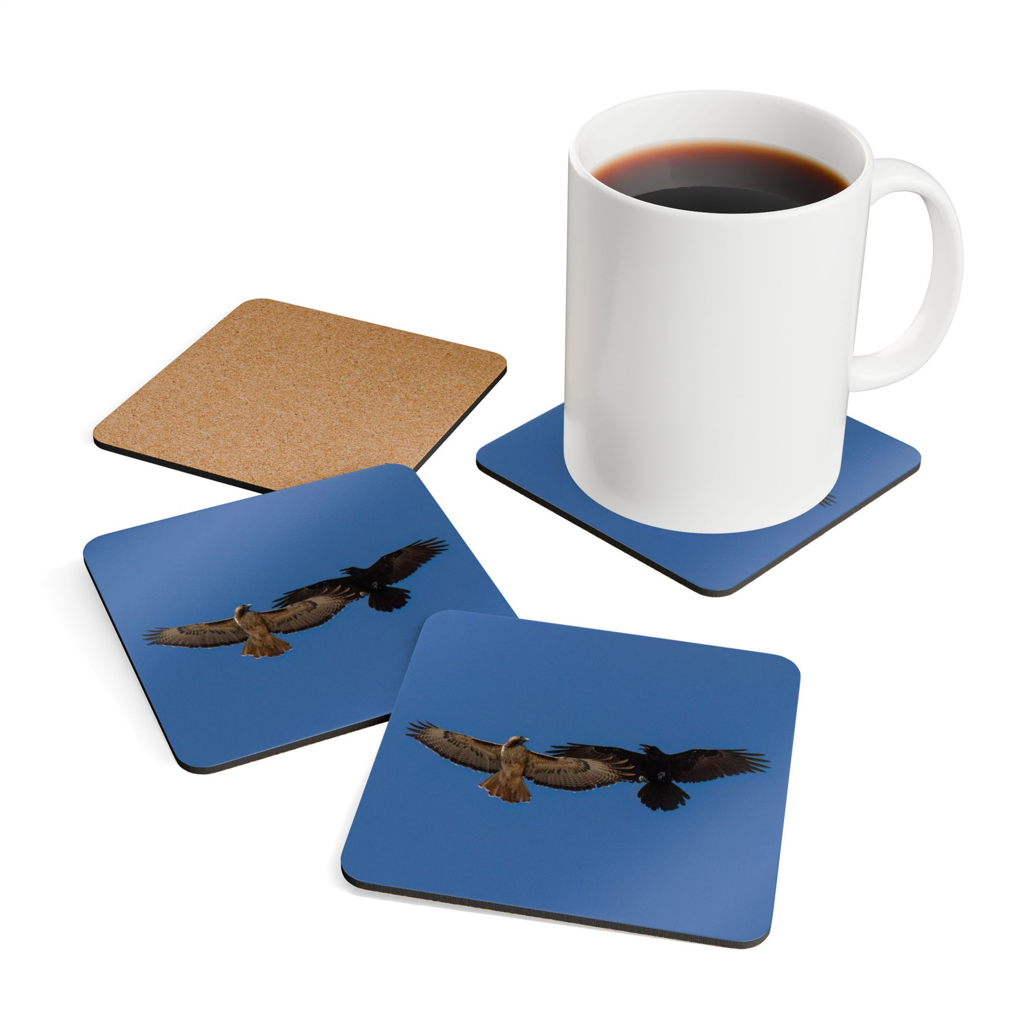 Wildlife - Fighting Birds Eco-Friendly Corkwood Coaster - Set of 4