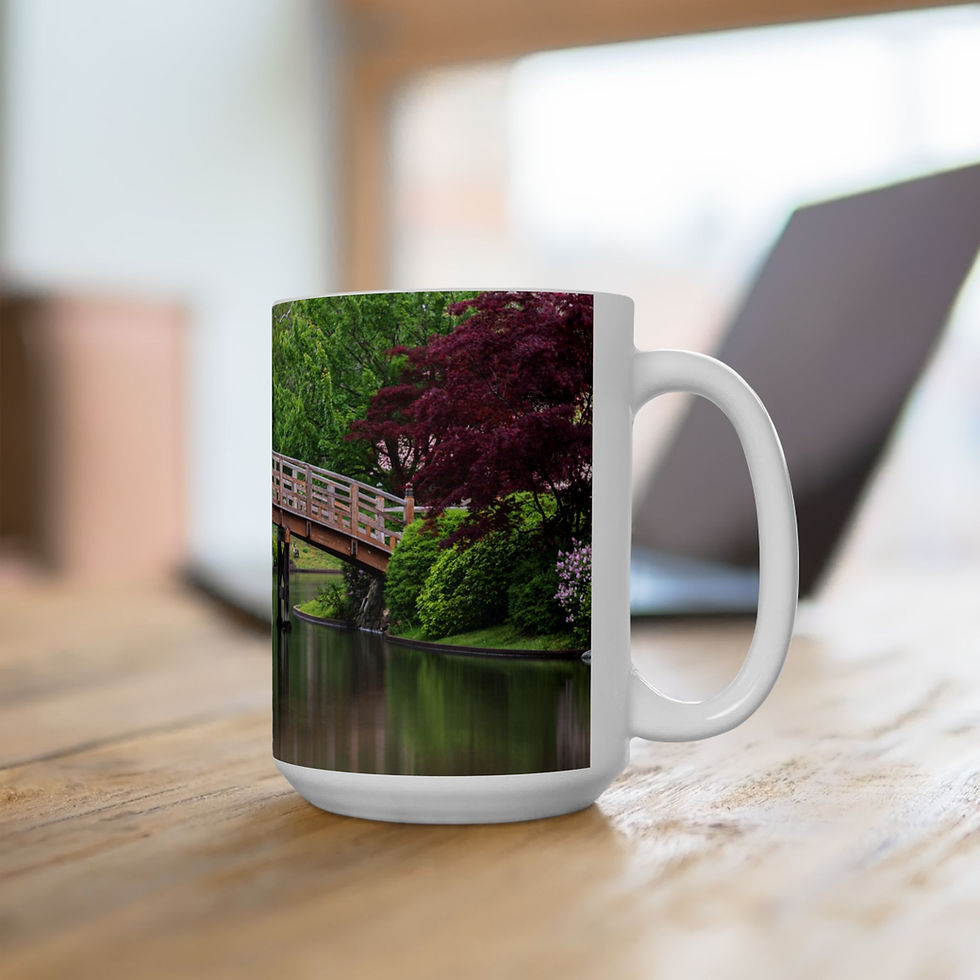 Thumbnail: Missouri - Wooden Bridge, Japanese Garden Right-Handed Ceramic Photo Mug