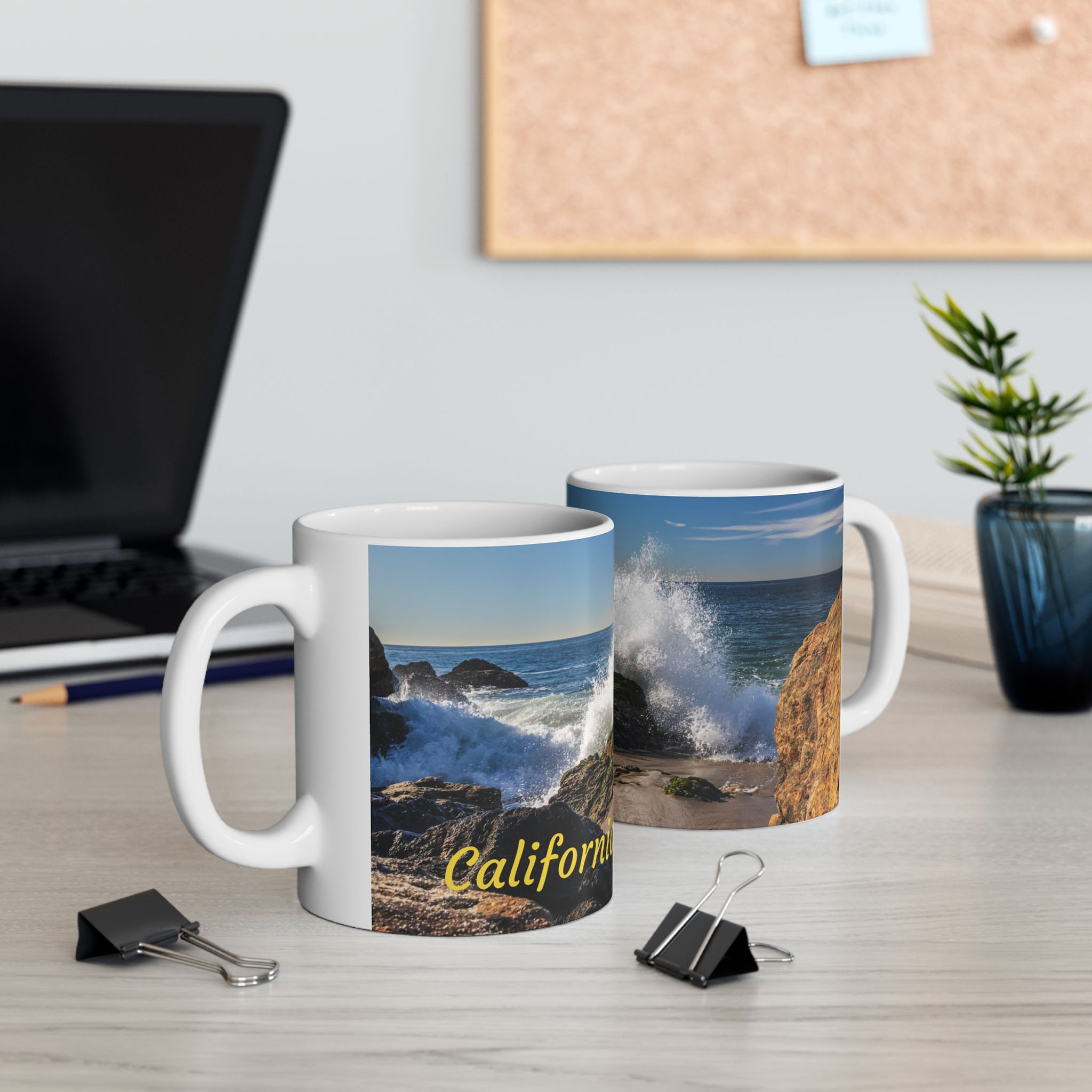 California - Malibu Ocean Wave Right-Handed Ceramic Photo Mug