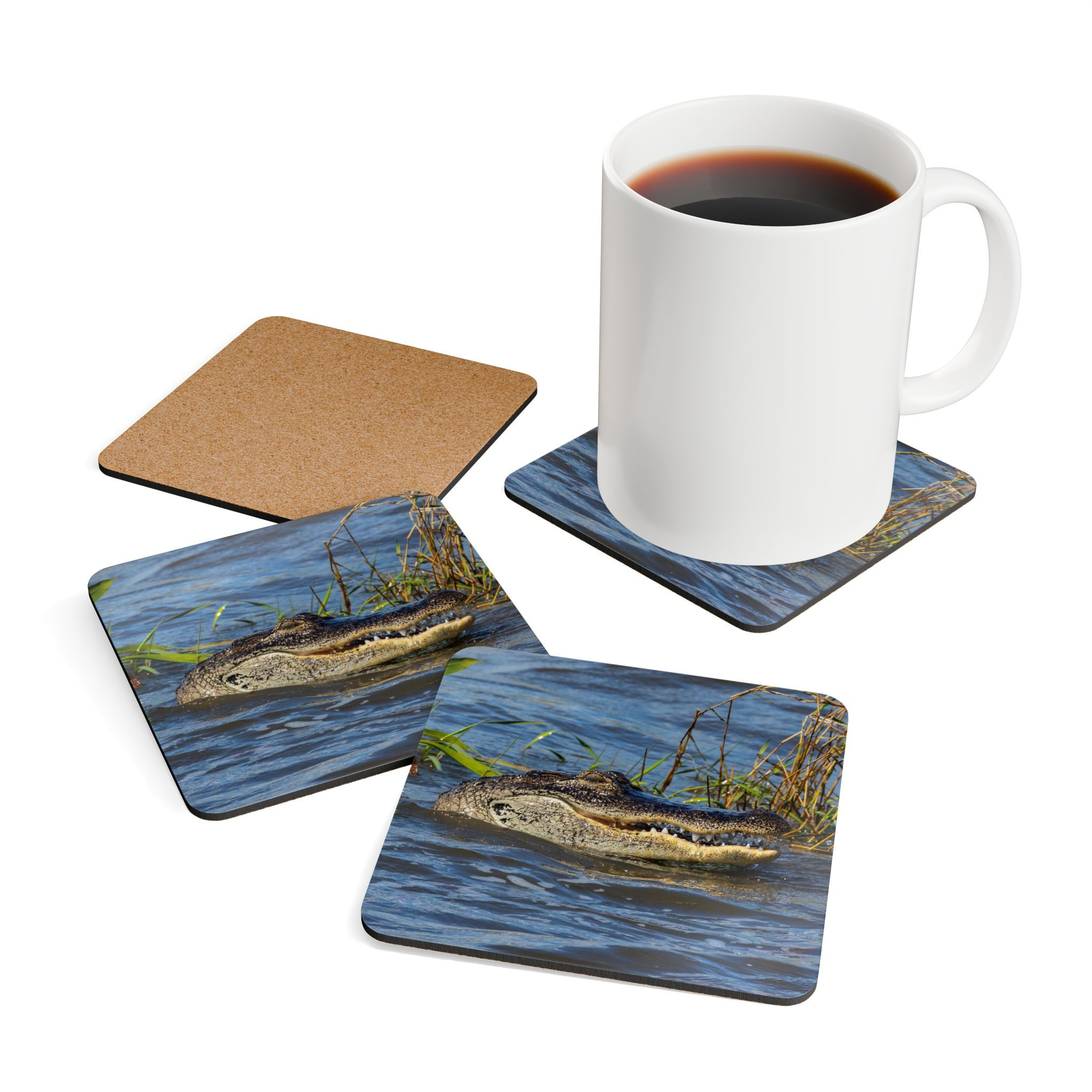 Wildlife - Alligator Eco-Friendly Cork-Backed Coasters (Set of 4)