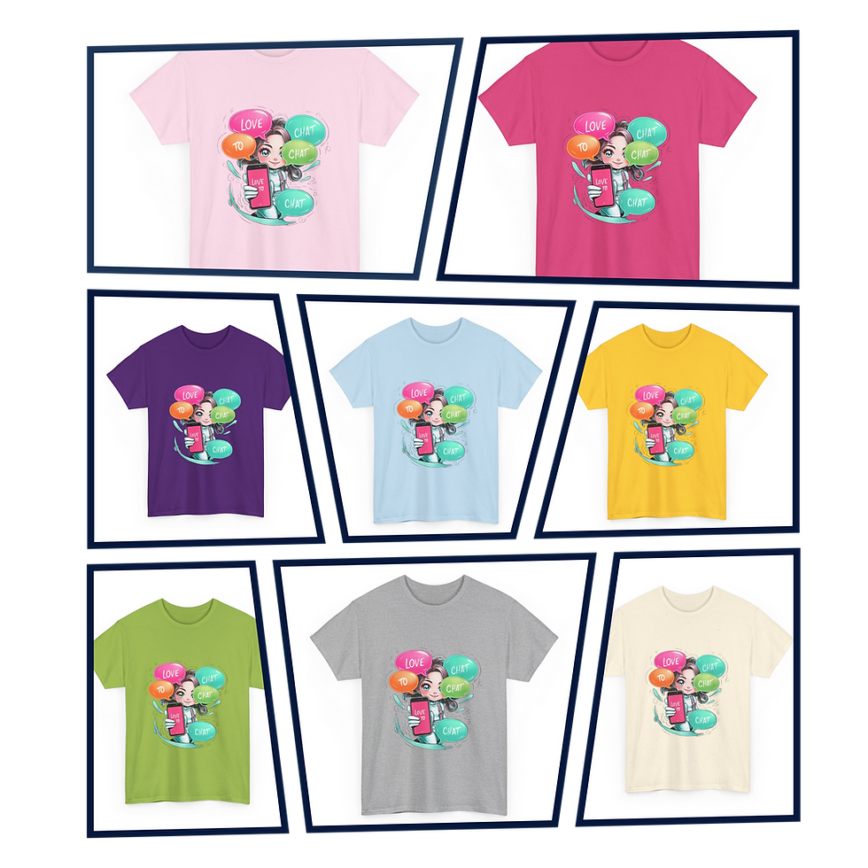 Chat Vibes Chibi Tee – Classic Fit, 100% Cotton, 8 Colours of Groove