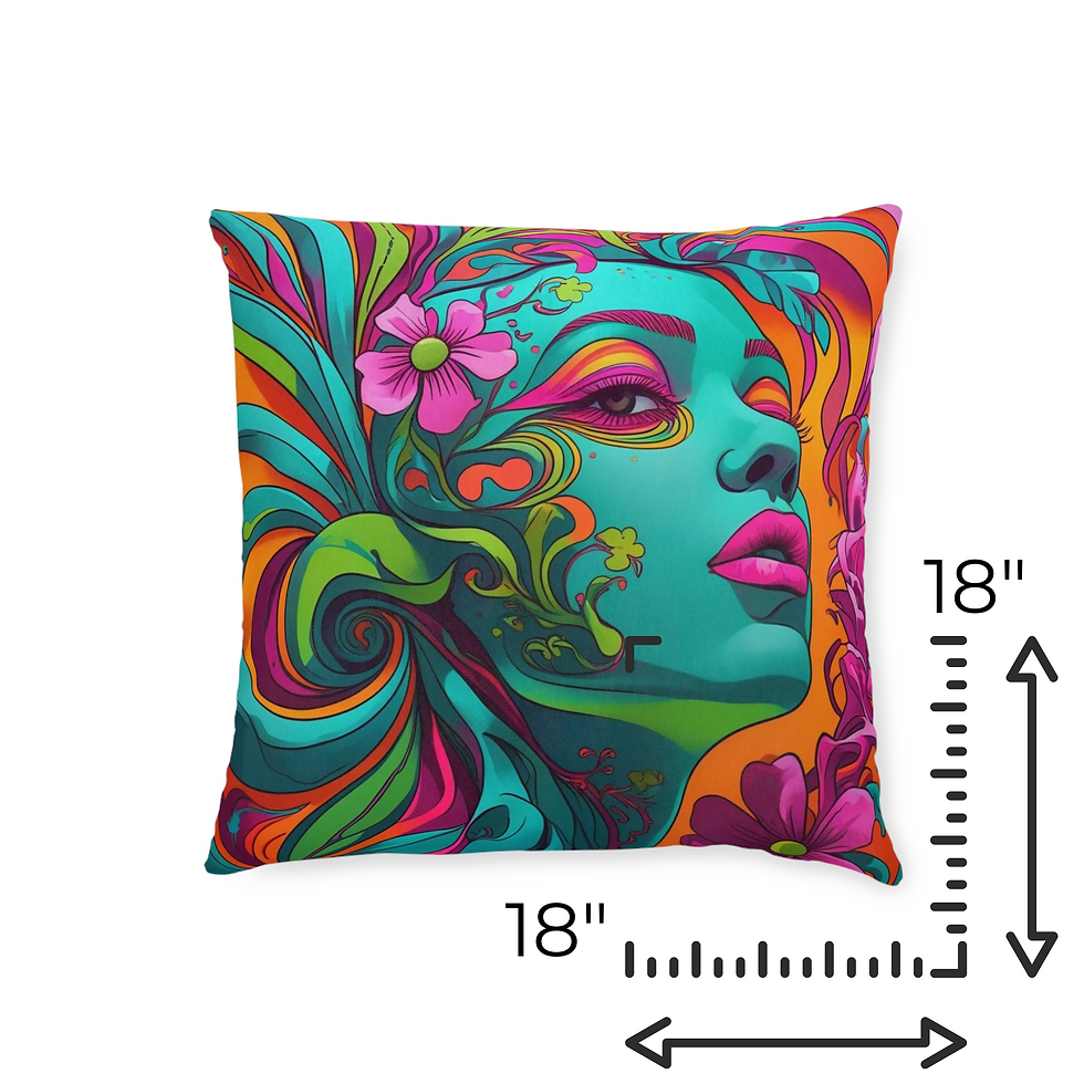 18" x 18"  Earth Mother Throw Cushion – Psychedelic Soul in Soft Faux Su