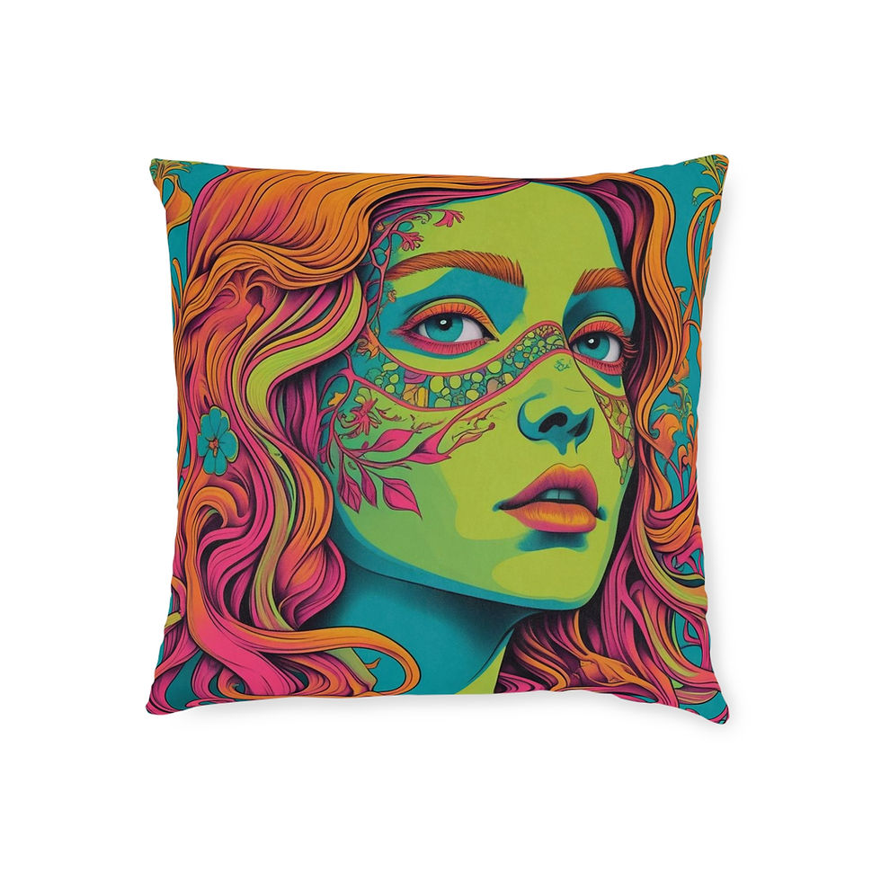 12" x 12"  Earth Mother Throw Cushion – Psychedelic Soul in Soft Faux Su