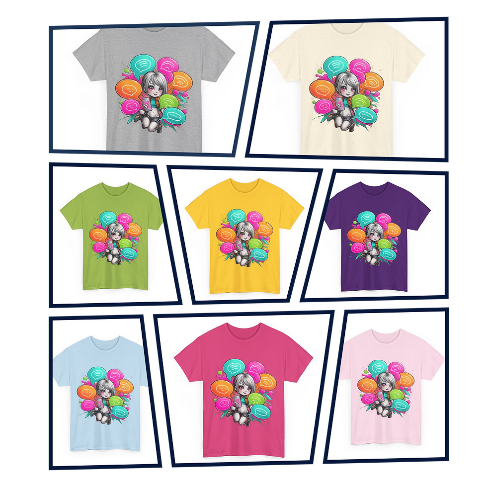 Chat Vibes Chibi Tee – Classic Fit, 100% Cotton, 8 Colours of Groove