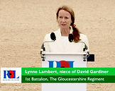 Lynne Lambert speaking at the RBL's Korean War Armistice 70th Anniversary event, Horse Guards Parade, London