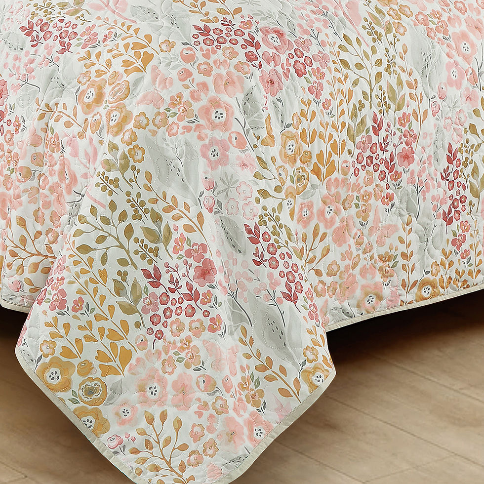 Thumbnail: Pink Floral Bedspread Set