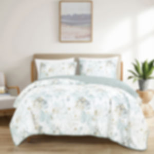 Sage Green Mint Floral Quilt Set