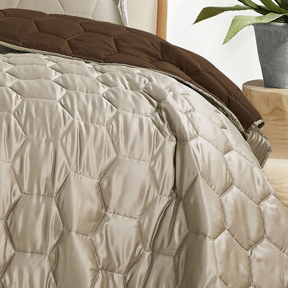 Thumbnail: Beige Satin Bedspread Set