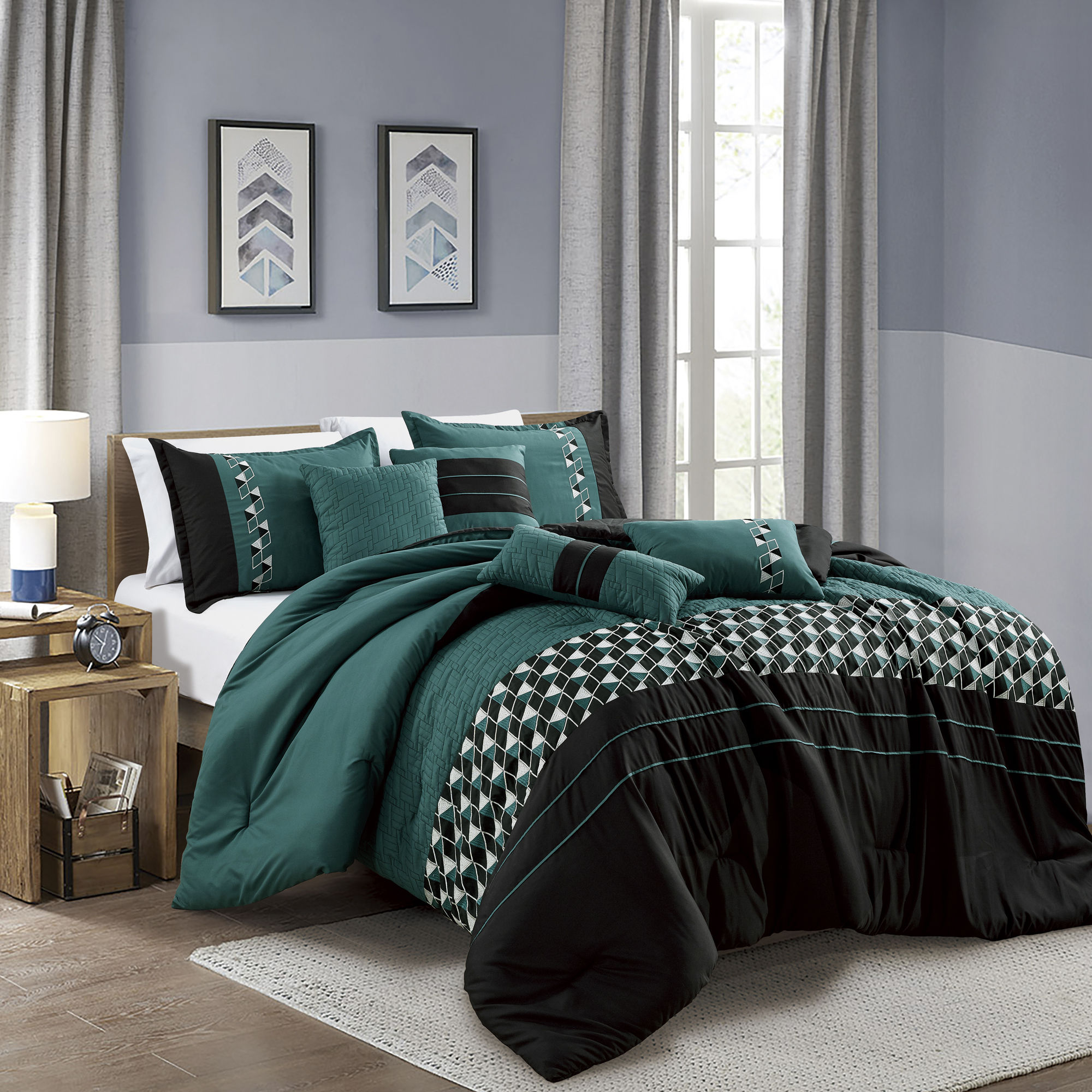 Geometric Green Comforter Set
