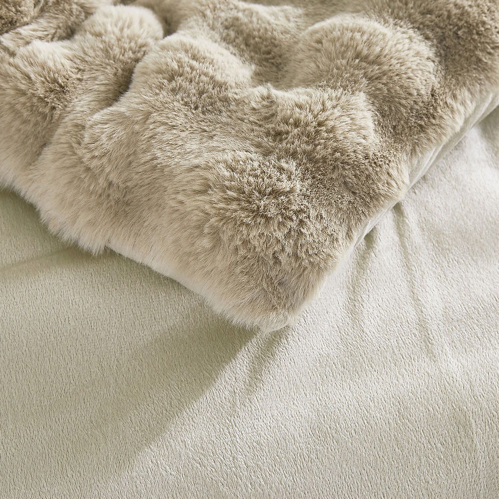 Thumbnail: Taupe Fur Faux Comforter Set