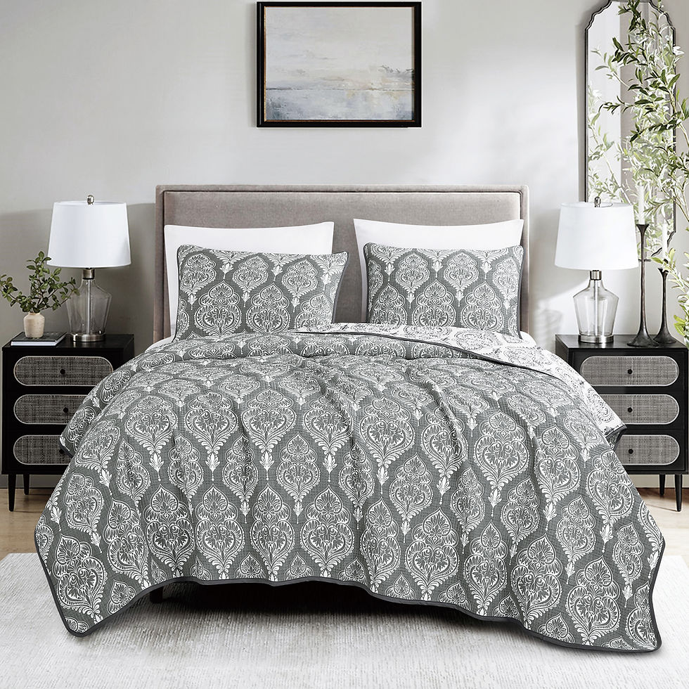 Gray Matelassé Cotton Coverlet Set