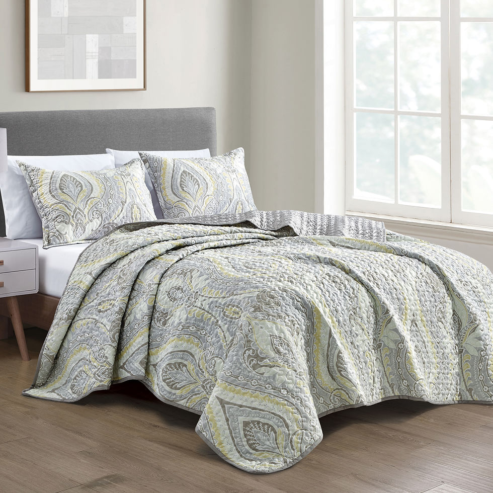 Grey Medallion Quilt Set