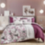 Bed in a Bag Floral Gray and Purple Comforter & Sheet Set