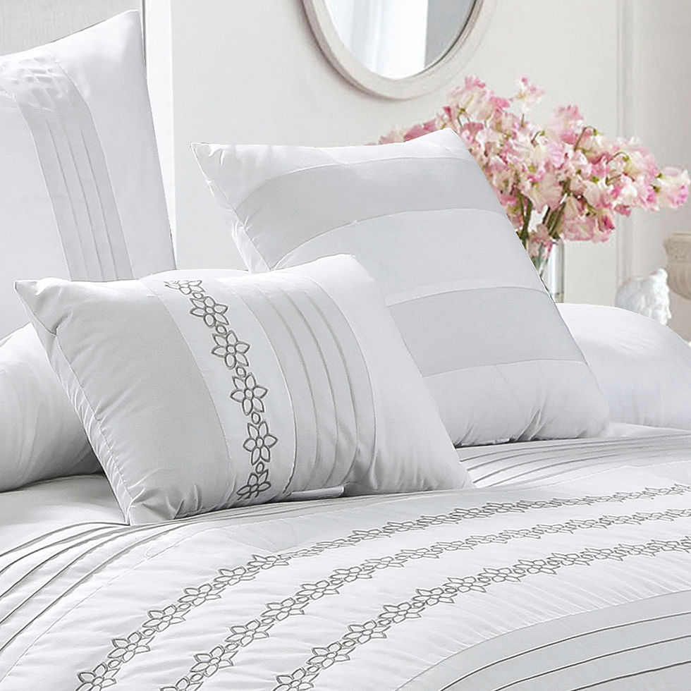 Thumbnail: White Embroidered Comforter Set