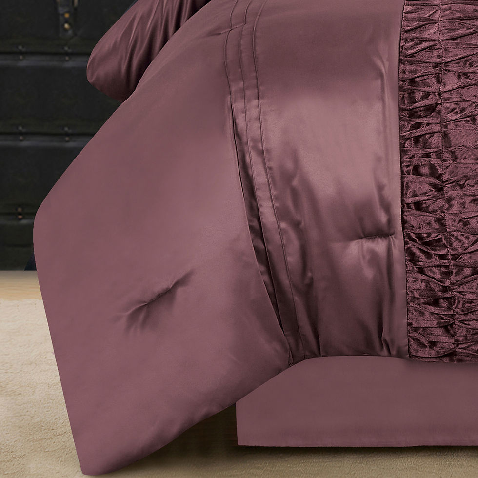 Thumbnail: Plum Purple Pleated Comforter Set with Sheets