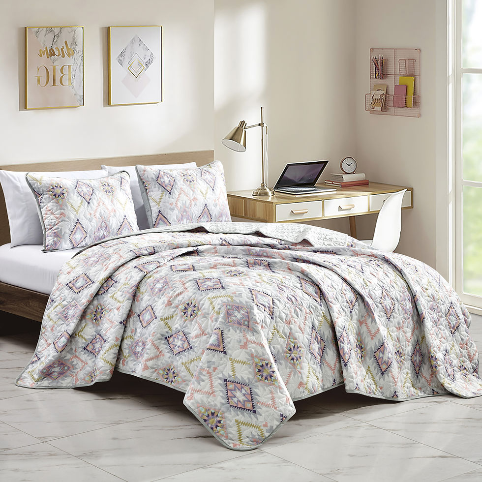 White/Purple Quilt Set