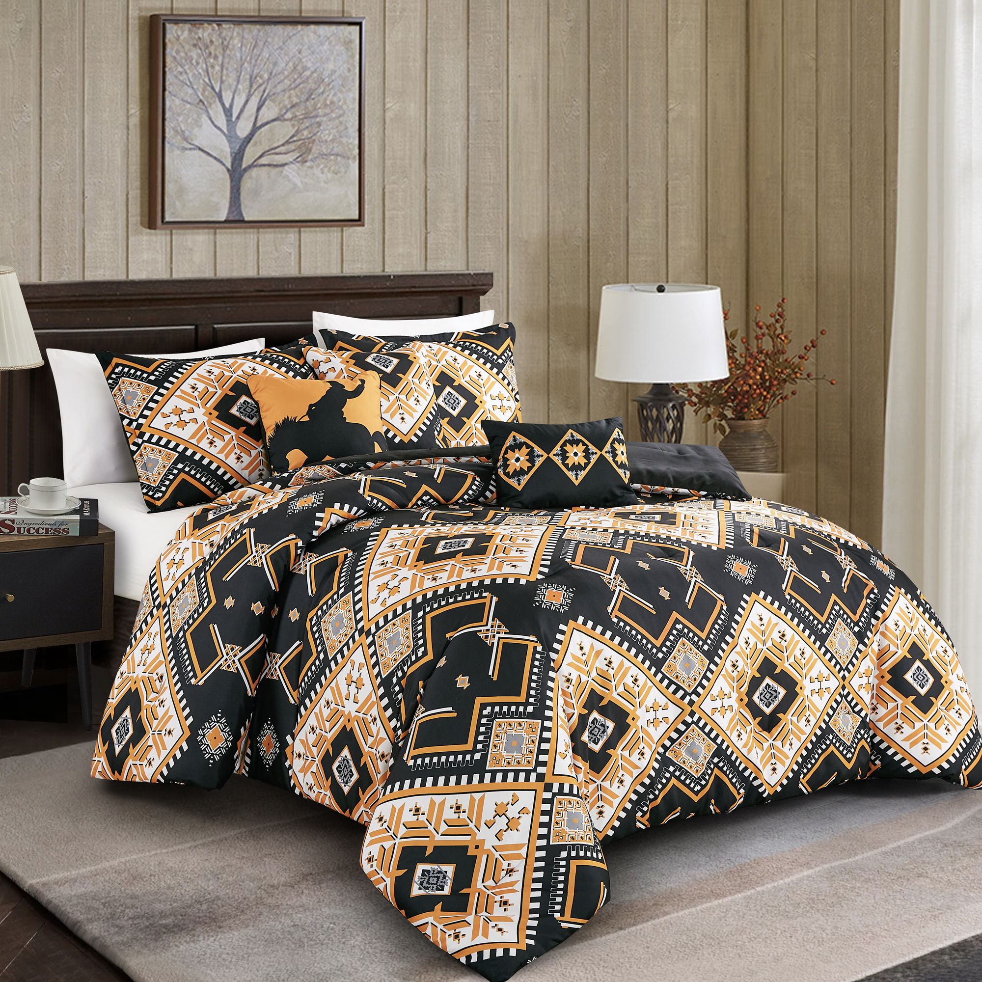 Black and Yellow Western Comforter Set