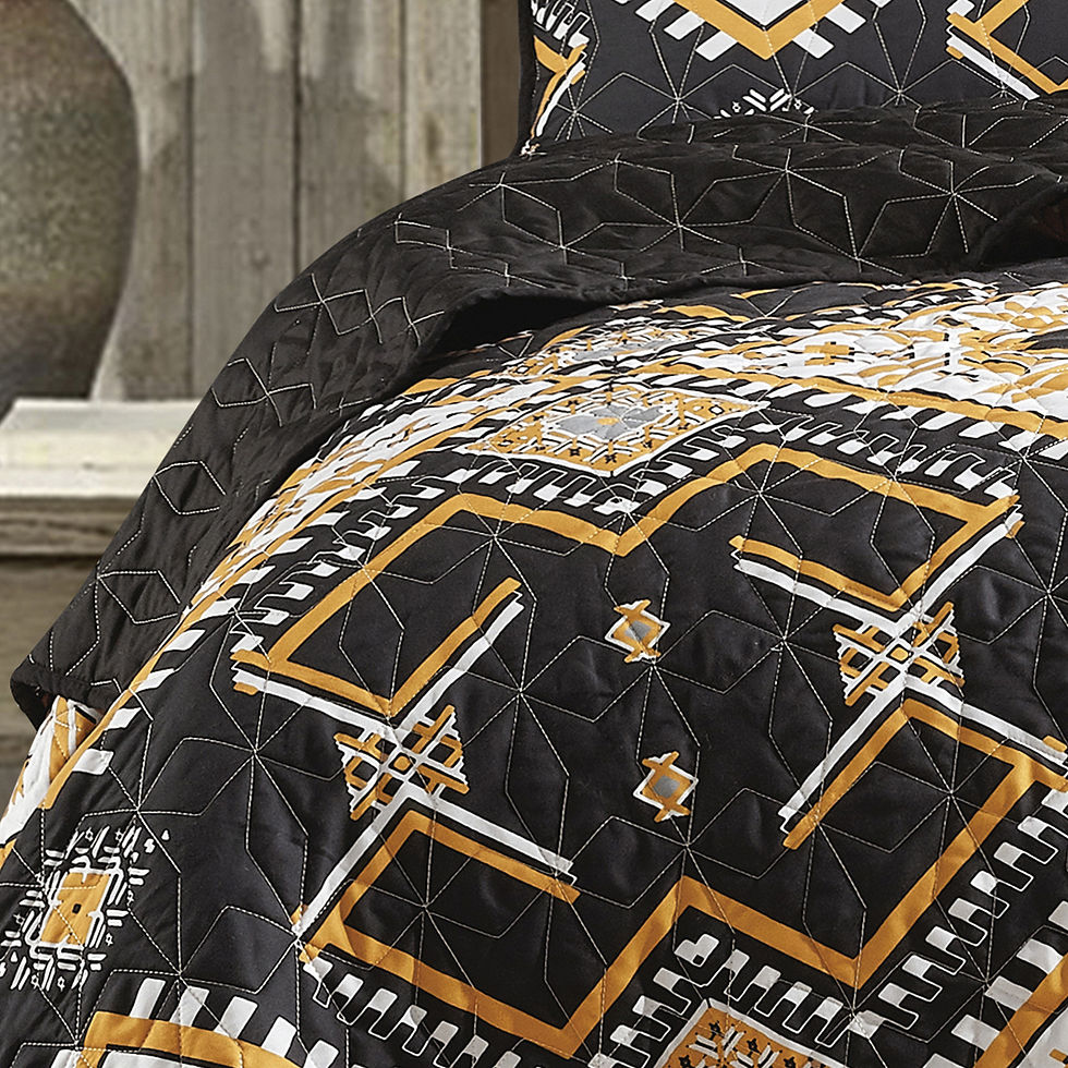 Thumbnail: Black and Yellow Western Bedspread Set