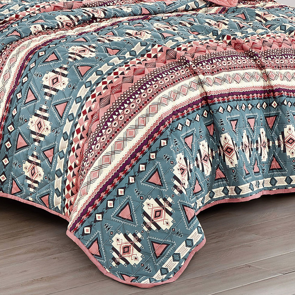 Thumbnail: Southwestern Turquoise Reversible Bedspread Quilt Set