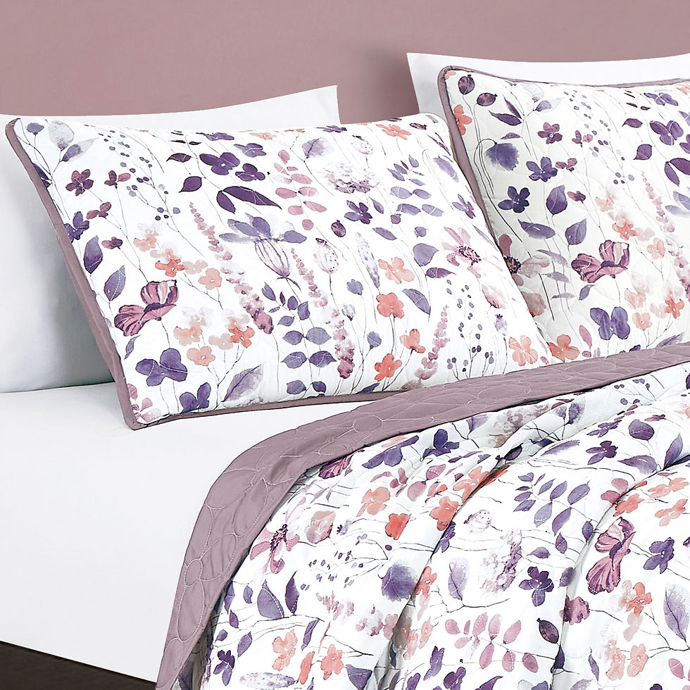 Thumbnail: Purple Floral Bedspread Set