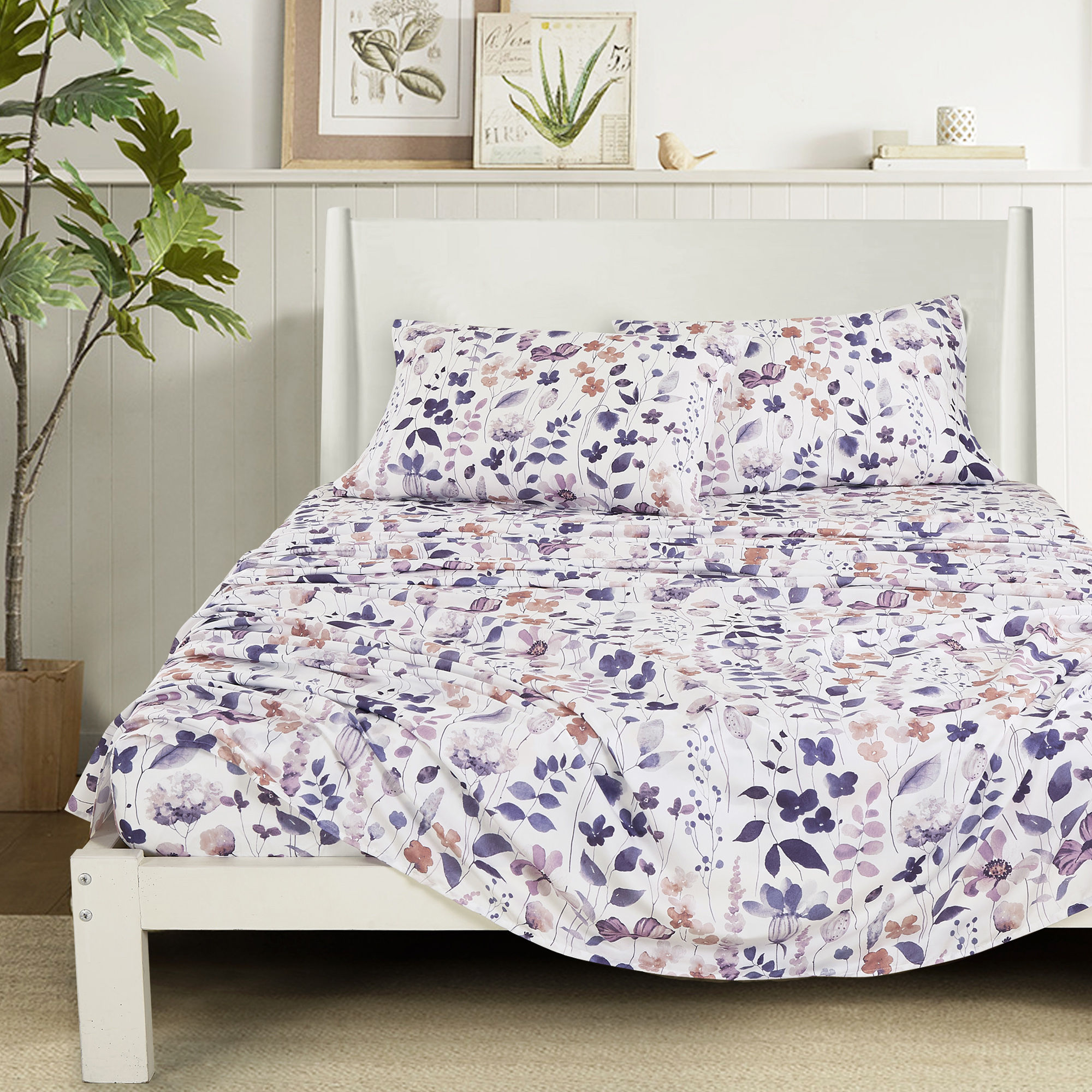 Purple Floral Sheet Set