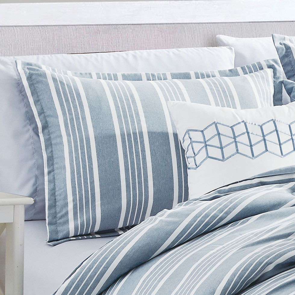 Thumbnail:  Blue Yarn Dyed Comforter Set