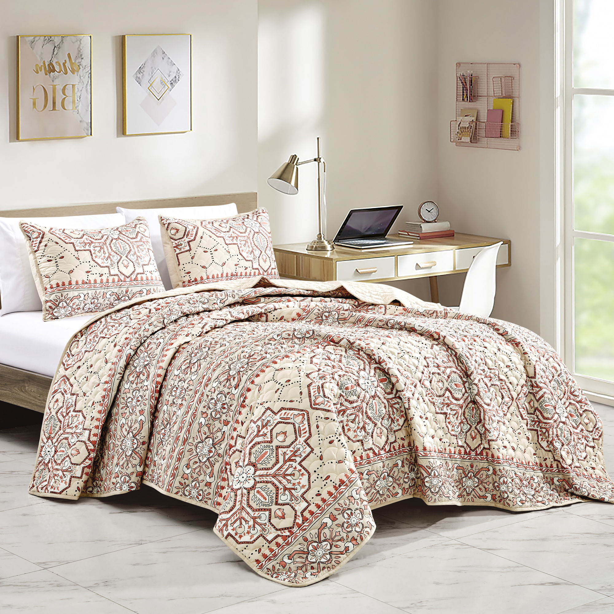 Taupe Tan Aztec Western Quilt Set