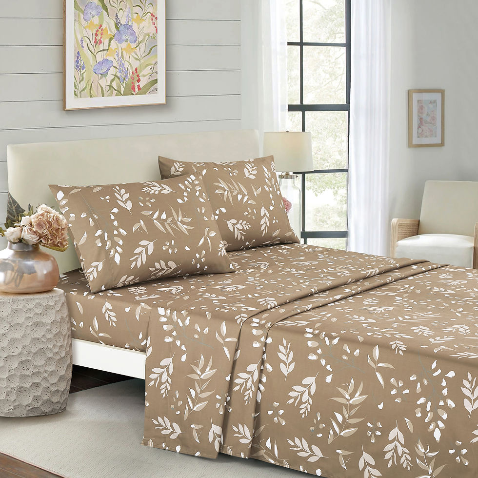 Thumbnail: Taupe Floral Comforter with Sheet Set