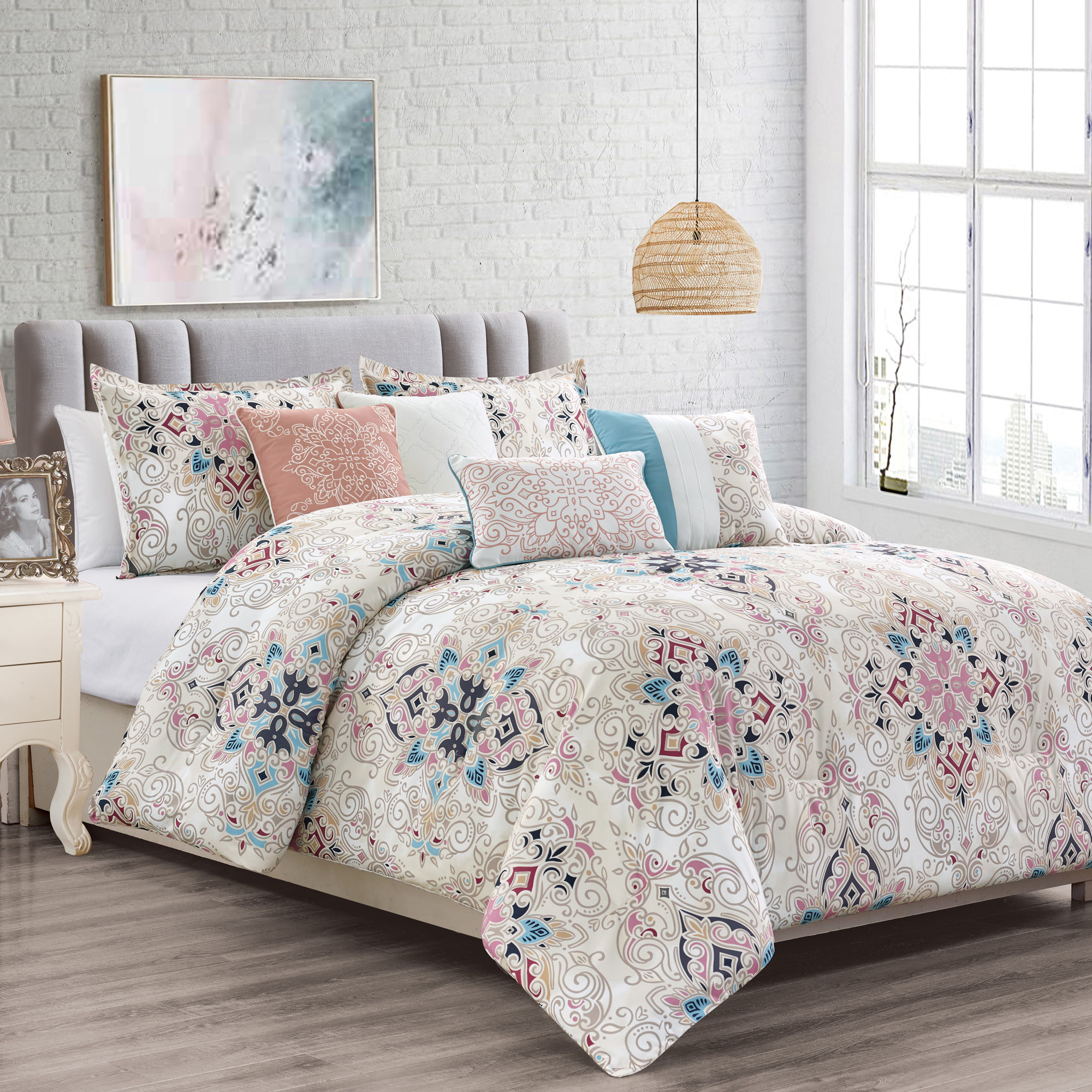 Multi-Color Boho Medallion Comforter Set