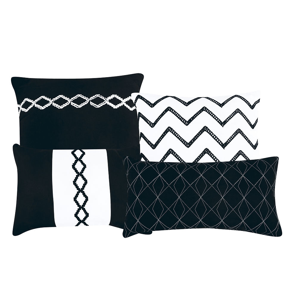 Thumbnail: Black and White Geometric Embroidery Comforter Set